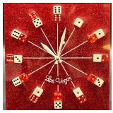 Las Vegas Inspired LED Table Sign and Dice Theme Wall Clock Set