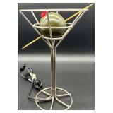 David Krys Unique Martini Glass Lamp with Olive Design