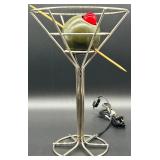 David Krys Unique Martini Glass Lamp with Olive Design