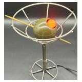 David Krys Unique Martini Glass Lamp with Olive Design