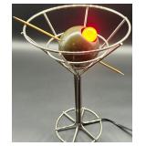 David Krys Unique Martini Glass Lamp with Olive Design