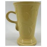 Set of 2 Sunshine Yellow Fiesta Ware Ceramic Mugs with Embossed Design