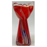Set of 3 Colorful Murano-Style Glass Paperweights and Vase
