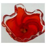 Set of 3 Colorful Murano-Style Glass Paperweights and Vase