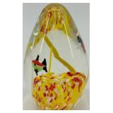 Set of 3 Colorful Murano-Style Glass Paperweights and Vase