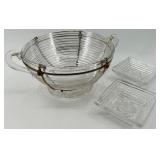 Art Deco Manhattan Glass Bowl and Candle Stick Set