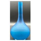 Set of 2 Vintage Barber Bottles in Blue and White Glass