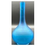 Set of 2 Vintage Barber Bottles in Blue and White Glass