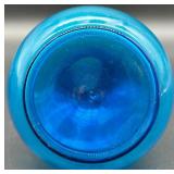 Set of 2 Vintage Barber Bottles in Blue and White Glass