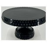 L.E. Smith Black Hobnail Glass Cake Stand