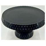 L.E. Smith Black Hobnail Glass Cake Stand