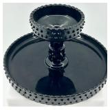 L.E. Smith Black Hobnail Glass Cake Stand