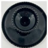 L.E. Smith Black Hobnail Glass Cake Stand
