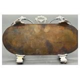 Antique Silver-Plated Double Jar Condiment Caddy with Deer Finial