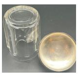 Antique Silver-Plated Double Jar Condiment Caddy with Deer Finial