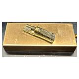 Mini Vintage Gold Tone Toothpaste and Toothbrush Holder with Pepsodent