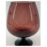 Pair of Vintage Mid Century Empoli Plum Glass Brandy Snifters