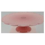 Set of Pink Depression Glass Cake Stand and Serving Bowl