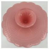 Set of Pink Depression Glass Cake Stand and Serving Bowl