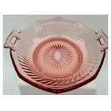 Set of Pink Depression Glass Cake Stand and Serving Bowl
