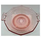 Set of Pink Depression Glass Cake Stand and Serving Bowl