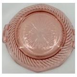 Set of Pink Depression Glass Cake Stand and Serving Bowl