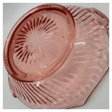 Set of Pink Depression Glass Cake Stand and Serving Bowl