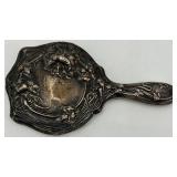 Antique Silver-Plated Vanity Set with Mirror and Brushes