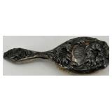 Antique Silver-Plated Vanity Set with Mirror and Brushes