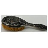 Antique Silver-Plated Vanity Set with Mirror and Brushes