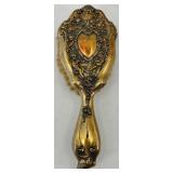 Antique Gilded Vanity Set with Mirror and Brushes