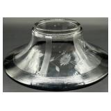 Etched Uranium Glass Vase with Gold Rim and Elegant Bowl with Black Trim