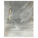 Etched Uranium Glass Vase with Gold Rim and Elegant Bowl with Black Trim