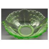 Elegant Uranium Glass Serving Bowl and Small glass toothpick holder