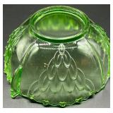 Elegant Uranium Glass Serving Bowl and Small glass toothpick holder
