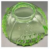 Elegant Uranium Glass Serving Bowl and Small glass toothpick holder