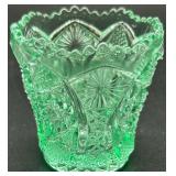 Elegant Uranium Glass Serving Bowl and Small glass toothpick holder