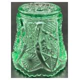 Elegant Uranium Glass Serving Bowl and Small glass toothpick holder
