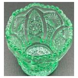Elegant Uranium Glass Serving Bowl and Small glass toothpick holder