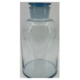 Set of 2 Vintage Blue Glass Apothecary Jars with Lids