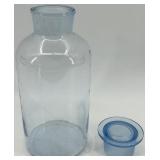 Set of 2 Vintage Blue Glass Apothecary Jars with Lids
