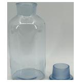 Set of 2 Vintage Blue Glass Apothecary Jars with Lids