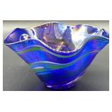 Glass Eye Studio Iridescent Blue Art Glass Bowl