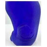 Fenton Cobalt Blue Glass Cat with Jack-O
