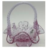 Fenton Handmade Amethyst Glass Basket and Ring Dish Set