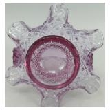 Fenton Handmade Amethyst Glass Basket and Ring Dish Set