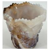 Set of 5 Vintage Carnival Glass Toothpick Holders including Imperial, Carnival and Slag glass