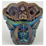 Set of 5 Vintage Carnival Glass Toothpick Holders including Imperial, Carnival and Slag glass