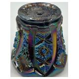 Set of 5 Vintage Carnival Glass Toothpick Holders including Imperial, Carnival and Slag glass