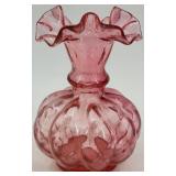 Fenton Hobnail Pink Glass Bowl and Vase Set